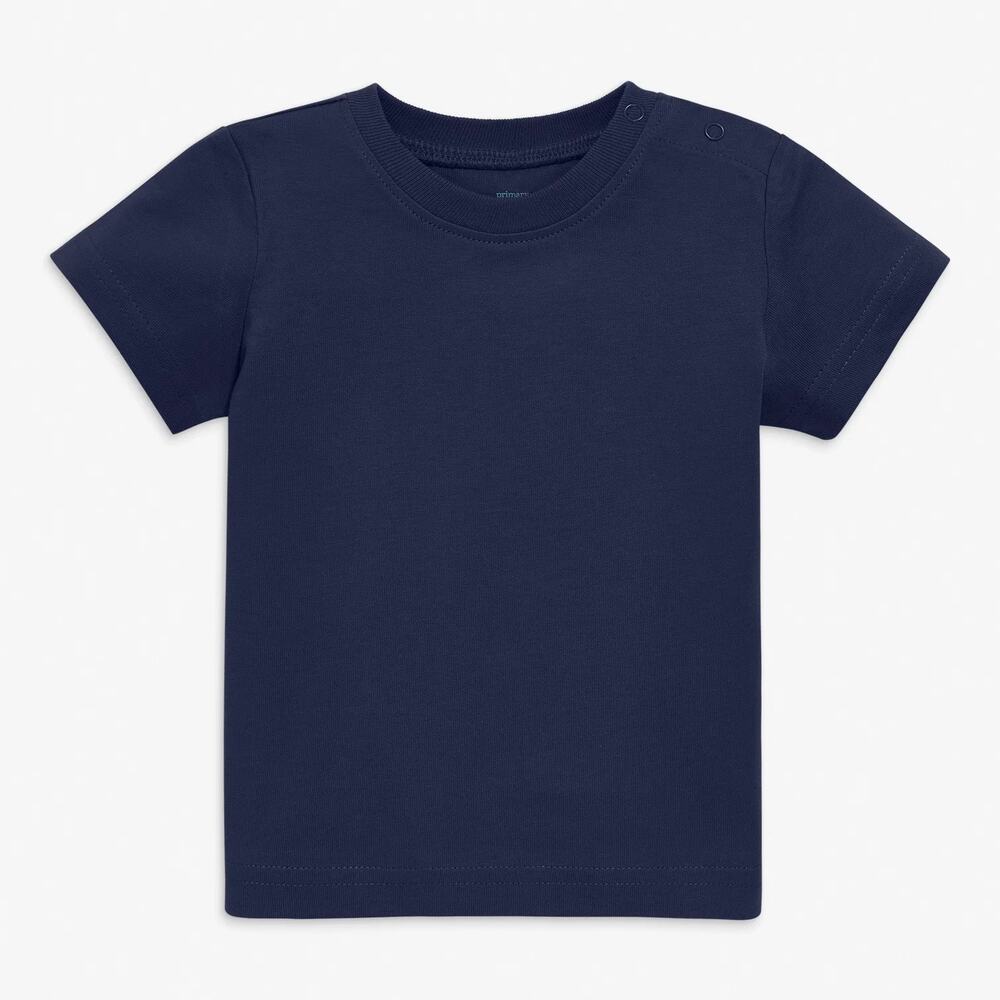 Primary Baby Navy Short Sleeve Tee - Soft Cotton, 6-12 Months